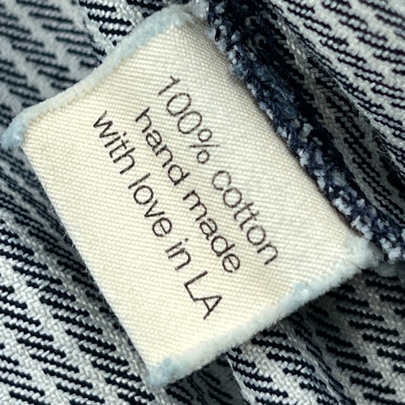 LYKKE WULLF Janae Romper Womens Small Navy Stripe 3" Denim Zip 70s Pockets Retro - Picture 8 of 12